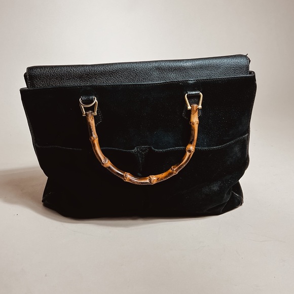 Gucci Handbags - Vintage GUCCI Large Diana Bamboo Suede Bag